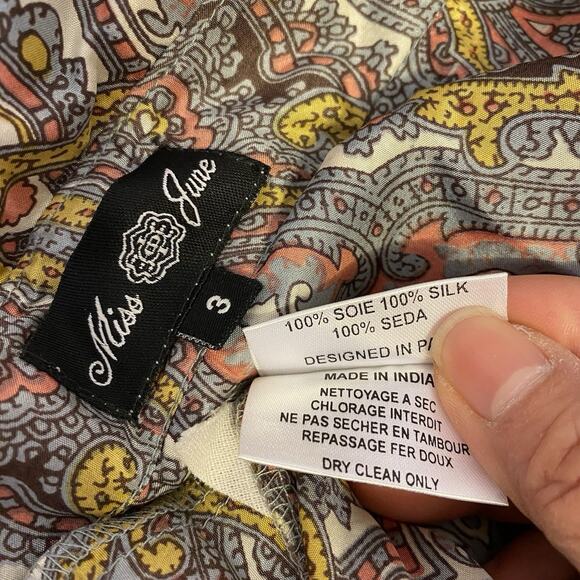 MissJune Woman 3 Luxury Silk ShirtDress LongSleeve Lace Dainty Paisley Whimsical - Picture 5 of 11